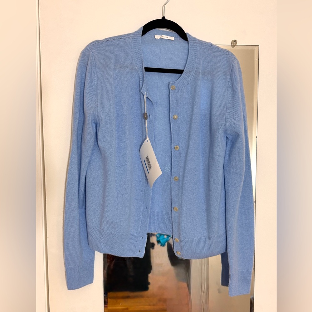 NWT THE ROW Annamaria Cashmere Cardigan Blue Medium - Picture 4 of 11